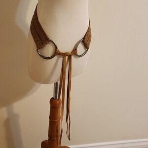 Unique Vintage Brown Belt with Silver Accents